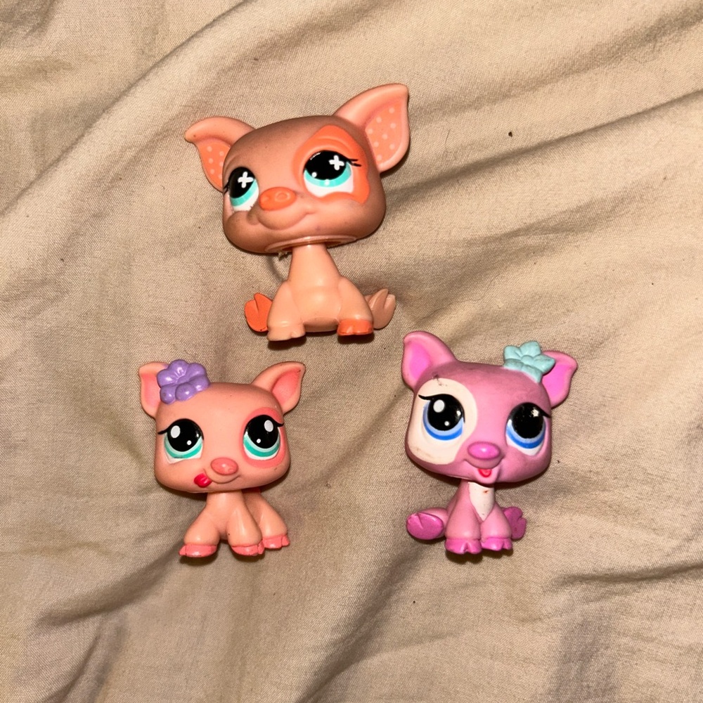 littlest pet shop pig trio vintage cute